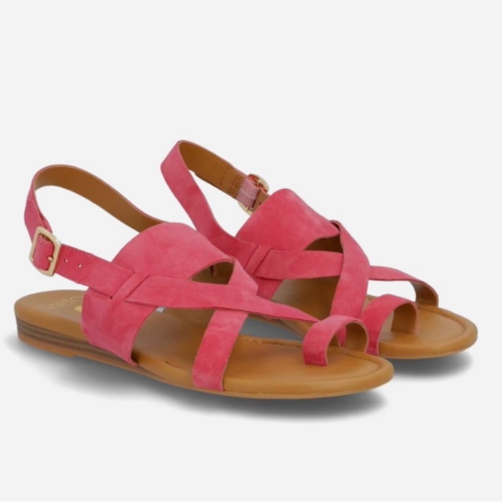 Franco Sarto Gia Strappy Suede Leather Slingback Sandals Pink Size 7.5 NWOB
